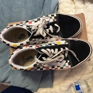 Vans Kids' Black and Checkered Sneakers